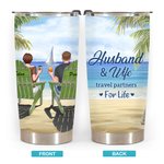 Henkilökohtainen Travel Partners for Life Pariskunta tuoleilla Seaside Scenery 20oz Tumbler vuosipäivä lahja päivittäiseen käyttöön