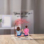 Coppia personalizzata che si siede sotto l'albero Fiore Tu e io Placca acrilica Regali per coppie Decorazione acrilica
