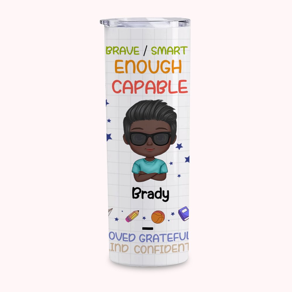 Récompenses d'entrée personnalisées pour les enfants Doodle Learning Icon Straight Skinny Tumbler Birthdays Bouteille d'eau réutilisable