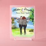 Madre e figlia personalizzate Buone feste Piccola placca acrilica di erba verde del fiume Decorazione acrilica per la festa della mamma