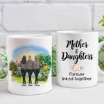 Gepersonaliseerde moeder en dochter met berg design viering wit keramische mok voor Thanksgiving kerstgeschenken theekopje