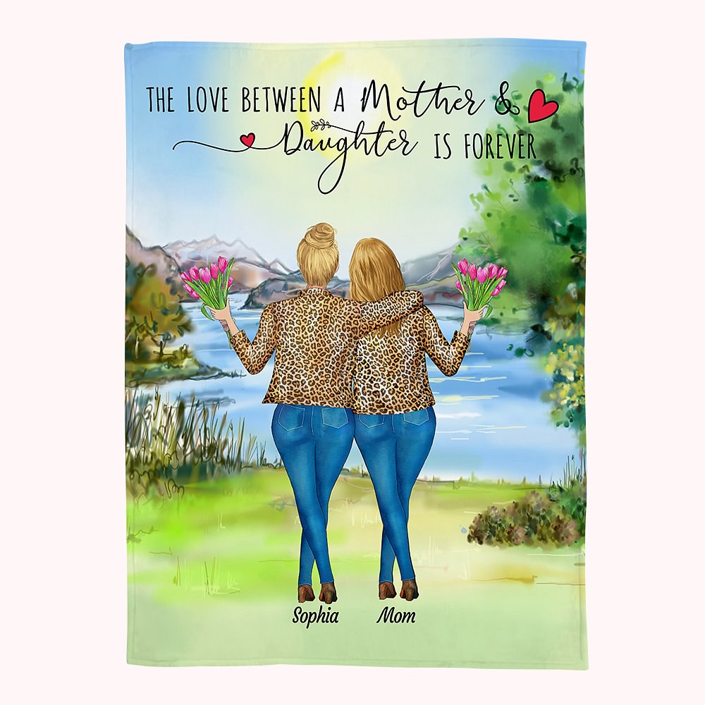 Personnalisé l'amour entre une mère et sa fille est pour toujours couverture sur canapé fête des mères fête de la femme cadeau pour elle
