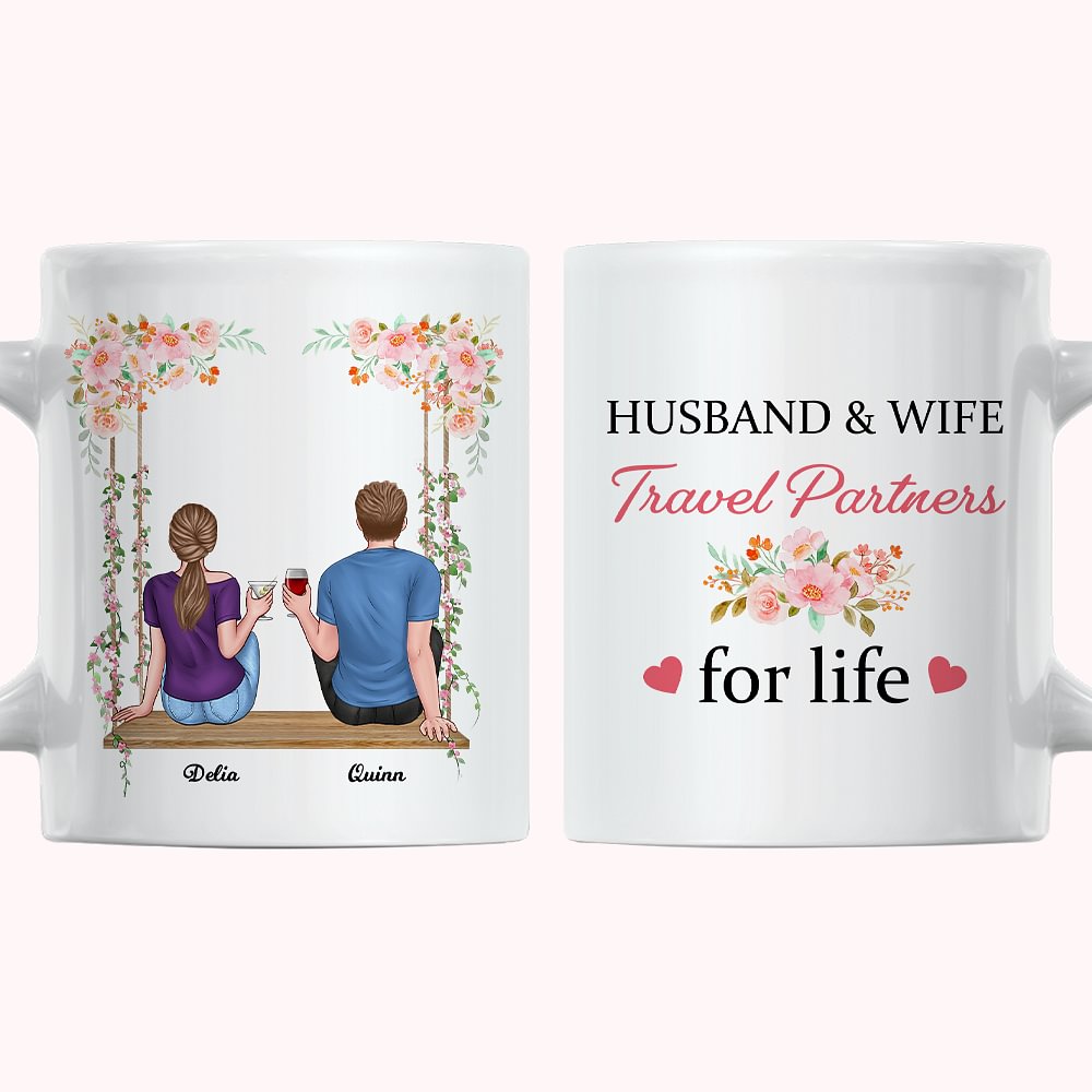 Personnalisé Mari et Femme Couple Cheers Love Tasse en céramique blanche Cadeau de couple 11 oz ou 15 oz