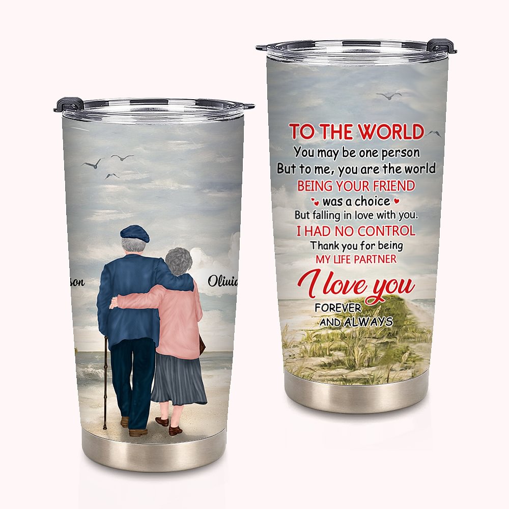 Personnalisé I Love You You Are the World Seagull Accompagne 20oz Tumbler Anniversaire Noël Anniversaire Usage Quotidien