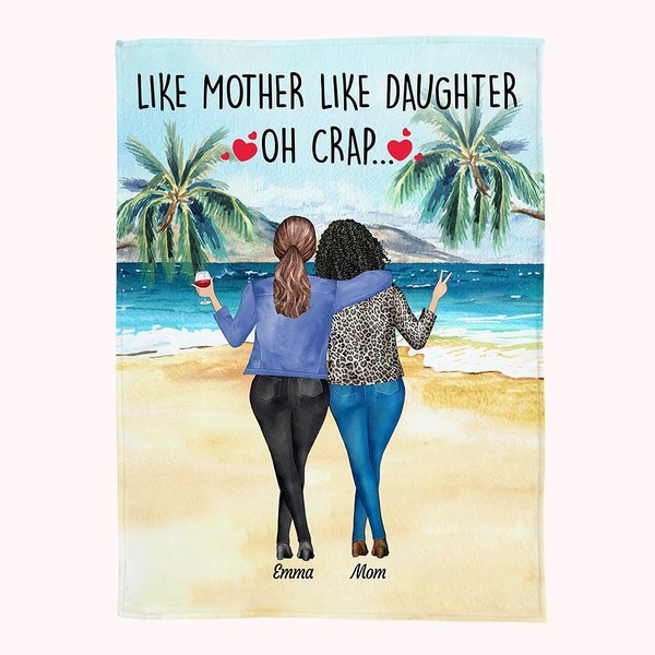Personalizada De tal madre tal hija Playa Mar Coco Palma Suave y Cálida Manta Día de la Madre Regalo para ella el Día de la Mujer