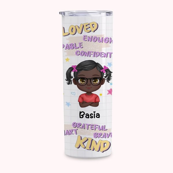 Personalized Back to School Season Smart and Cute Kids Straight Skinny Tumbler Birthday Reusable Water Bottle