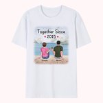 Personalized Young Couple Cheer Snow Mountain Fall in Love Many Years T-shirt Anniversary Basic Unisex T-Shirt