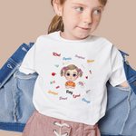 Gepersonaliseerd Meisje Jongen Schoolleven Kinderlijk Kleurrijke Achtergrond Kid T-shirt Afstuderen Home