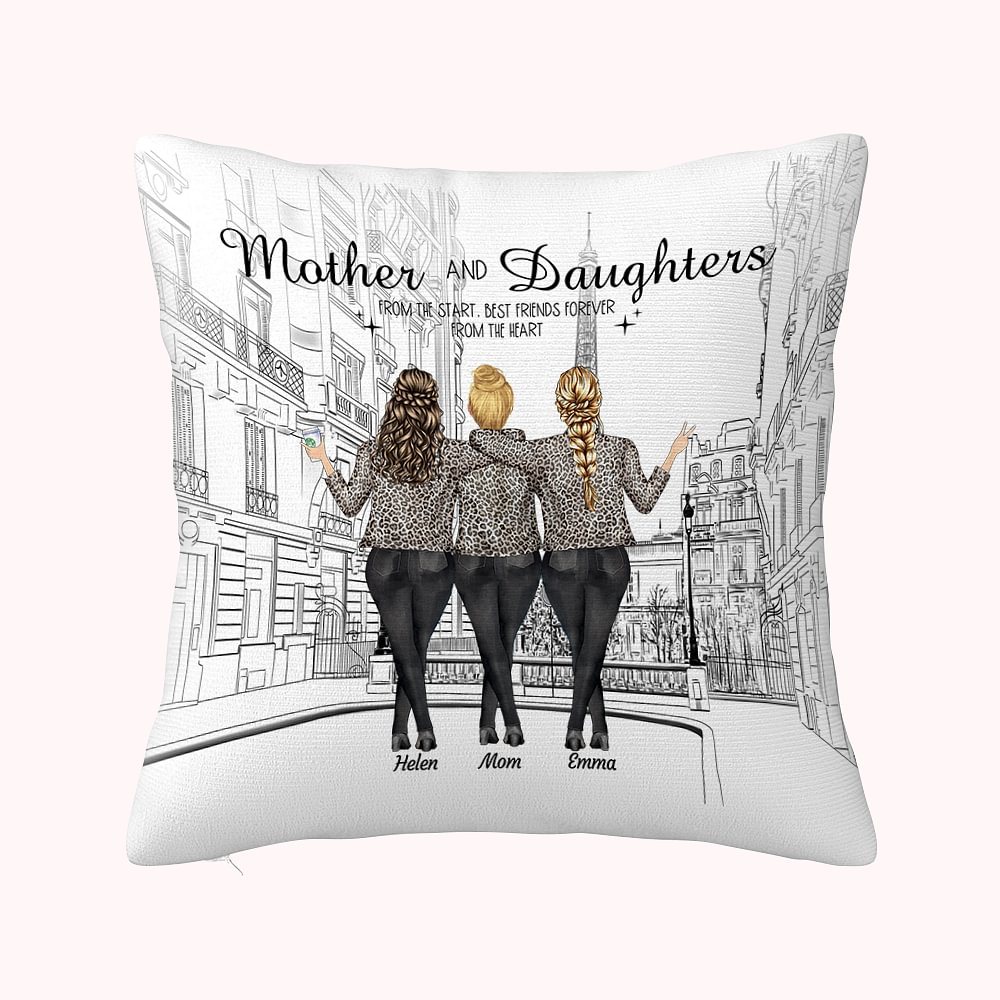 Mère et fille personnalisées depuis le début la tour de Paris housse de coussin cadeau fête des mères décor de canapé