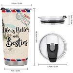 Personalized Tumbler Besties Airplane Envelope Life is Better with Besties 20oz Tumbler Friendship Gift