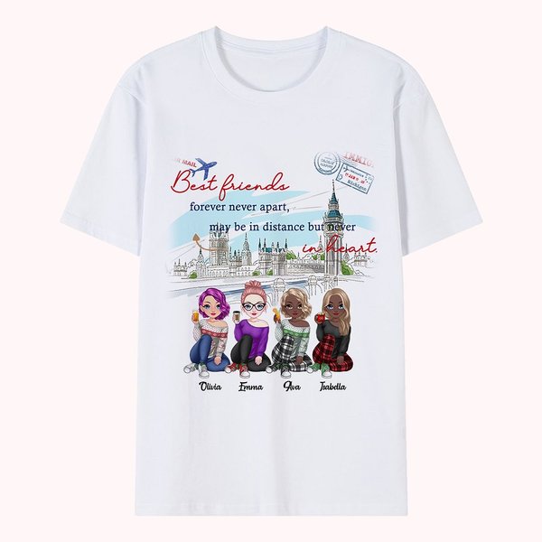 Personalized Best Friends Forever Never Apart Sisters T-shirt Anniversary Travel