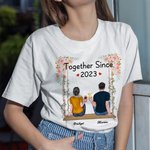 Personalizzato coppia eterna storia d'amore fiore oscillante T-shirt anniversario usura quotidiana