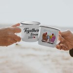 Personalisierte Emaille-Tasse für Paare, Meer, Berge, Möwe, stark und langlebig, Weihnachten, Valentinstag