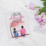 Personalized Couple Sitting Under Tree Flower I Met You I Love You Acrylic Plaque Christmas House Decorations