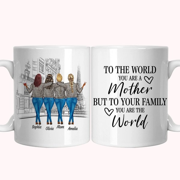 Personalisierte To The World You Are A Mother Shopping Weiße Keramiktasse Geburtstagsgeschenke für Mama