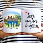Personalisierte Liebe zwischen einer Mutter und Töchtern, weiße Keramiktasse, Muttertag, Mutter, Geschenke von der Tochter