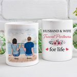 Taza de Cerámica Blanca Personalizada Esposo y Esposa Vacaciones de Verano en la Playa Pareja Dulce Viaje para la Oficina y el Hogar