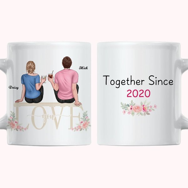 Personalized Couple Love Together Years Cheers White Ceramic Mug Couple Gift Coffee Mug