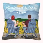 Personalized Husband and Wife Sunflower Garden Countryside Throw Pillow Cover Birthday Gift Home Decoration
