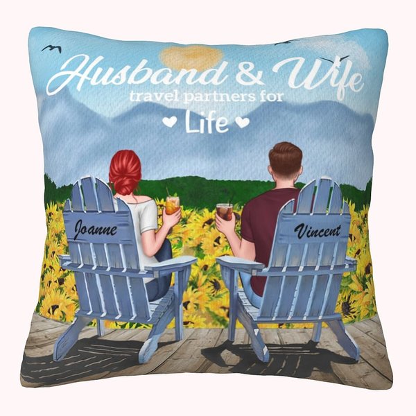Personalized Husband and Wife Sunflower Garden Countryside Throw Pillow Cover Birthday Gift Home Decoration