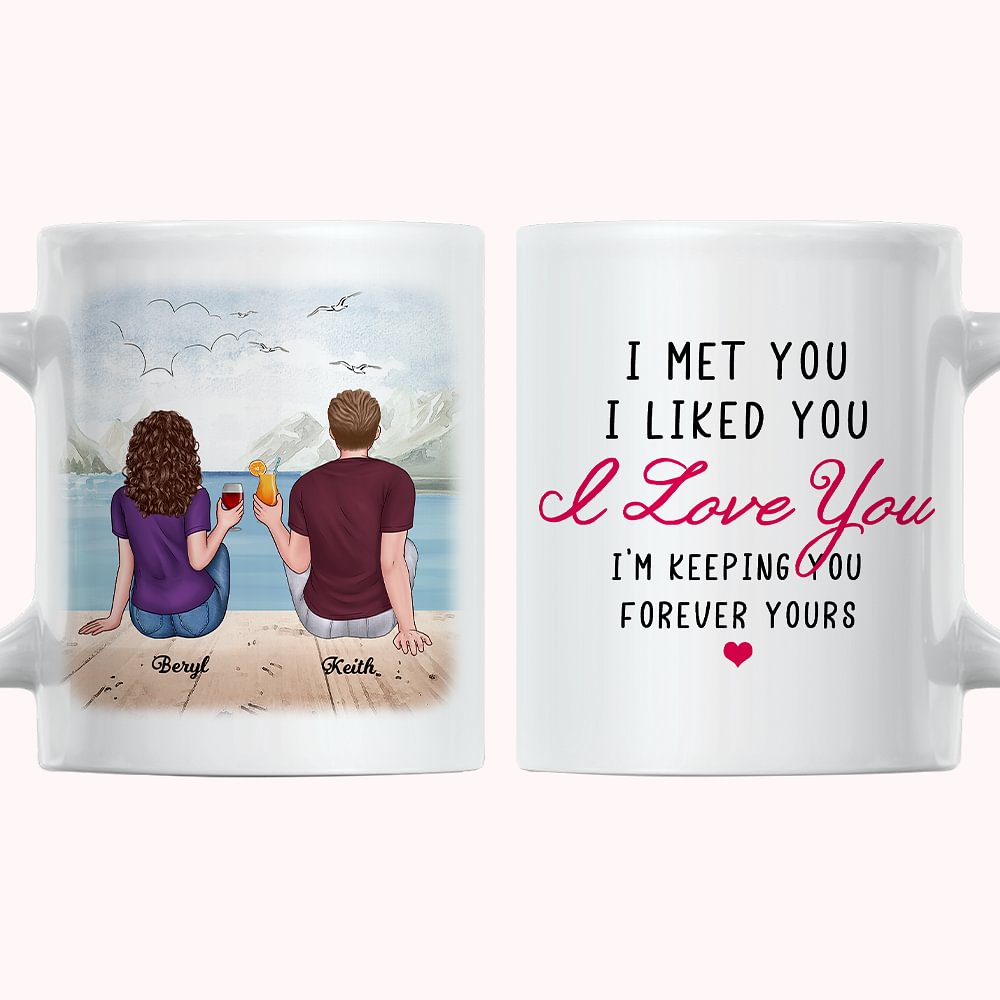 Mug en céramique blanc personnalisé I Met You I Liked You I Love You Couple Celebration Anniversary Valentine's Day Gift for Couple