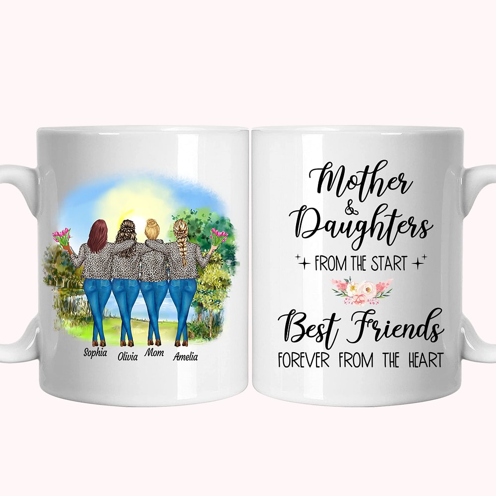 Mère et filles personnalisées de The Start Cheers Cadeaux de tasse en céramique blanche pour maman
