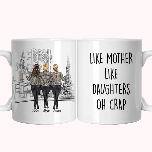 Personalisiert wie Mutter wie Töchter Oh Crap Shopping weiße Keramiktasse als Geschenk zum Muttertag
