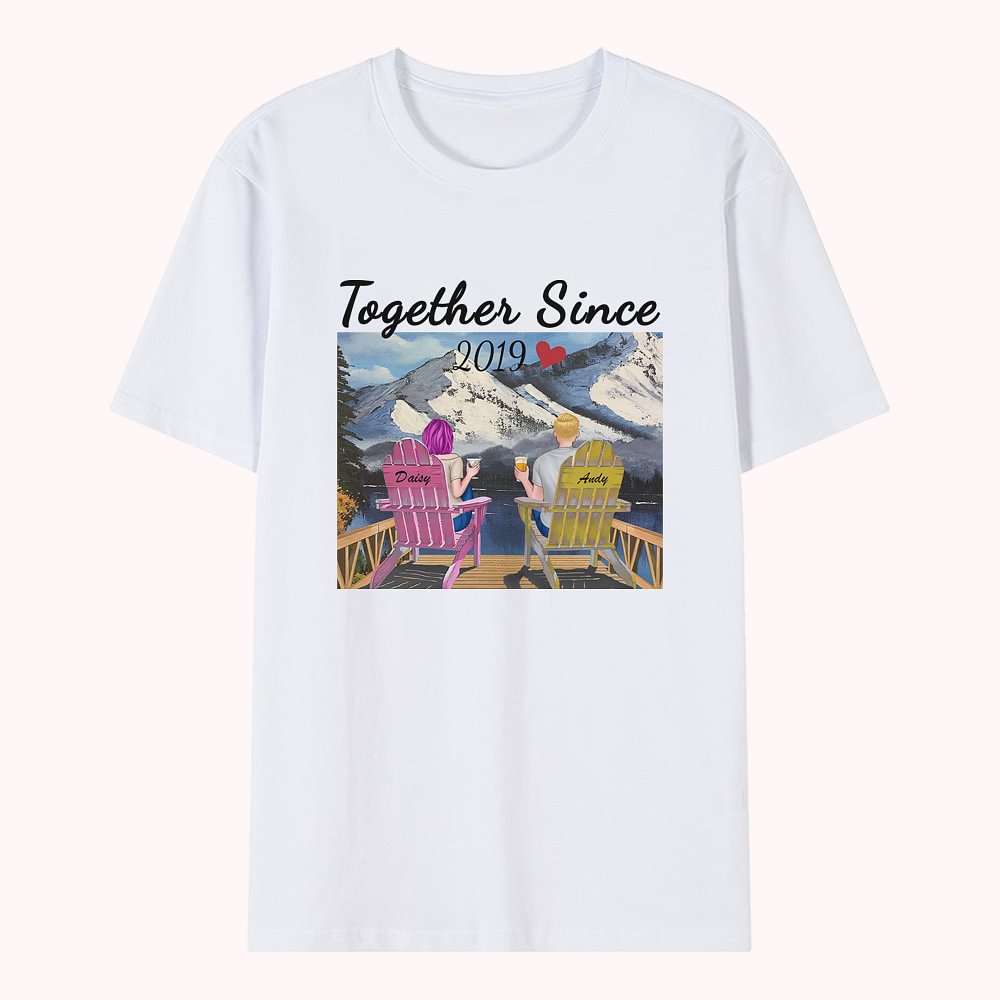 T-shirt personnalisé de voyage de couple de vacances d'été de montagne vêtements quotidiens de la Saint-Valentin