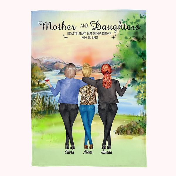 Manta personalizada para madre e hija Best Friends Forever from the Heart Skin Friendly Woman's Day Gift for Her