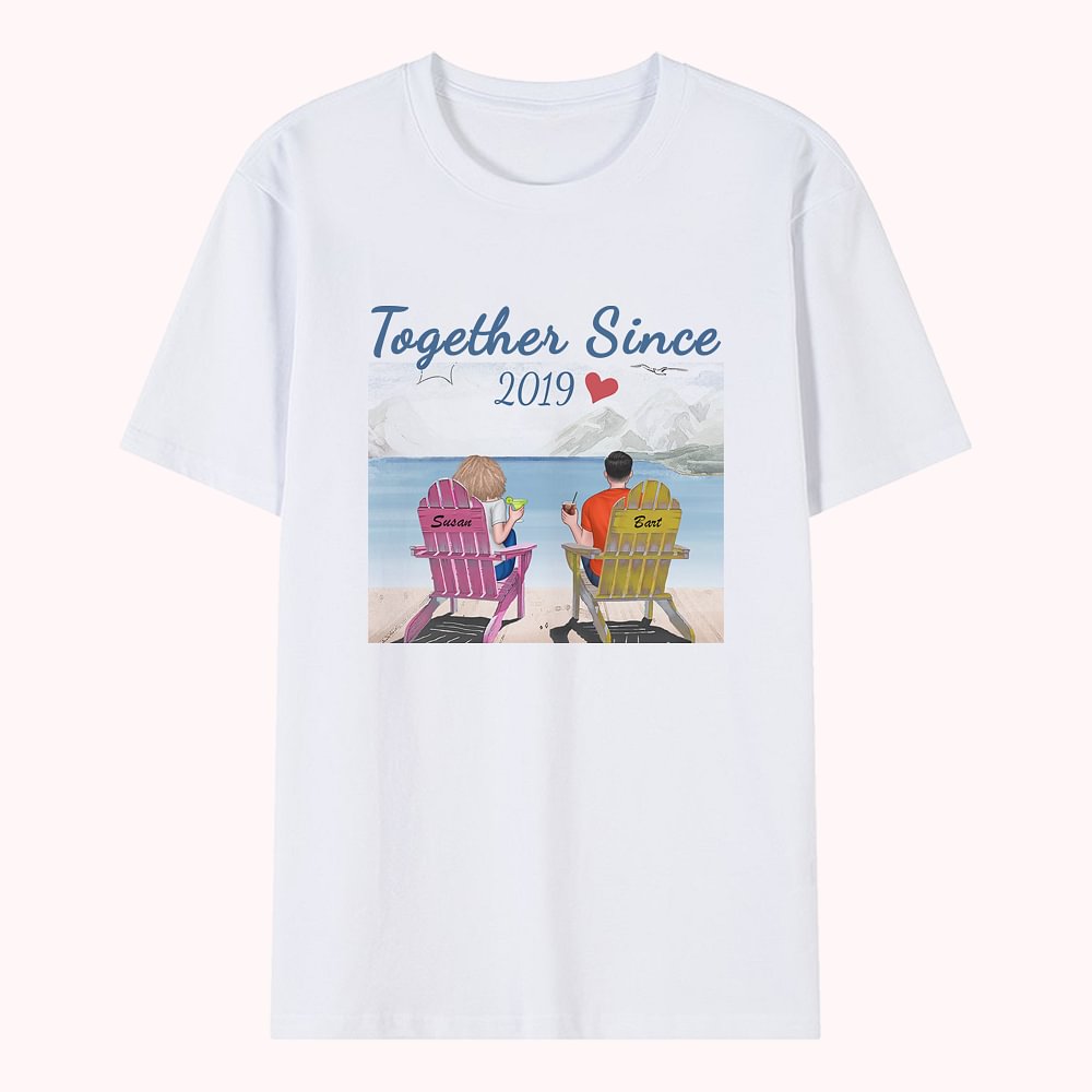 T-shirt personnalisé de voyage de vacances d'été de couple de vacances de plage Saint-Valentin