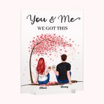 Coppia personalizzata che si siede sotto l'albero Fiore Tu e io Placca acrilica Regali per coppie Decorazione acrilica