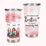 Personalised Besties Sitting Under Tree Flowers Drink 20oz Tumbler Gift for Best Friend for Hot and Cold Drinks