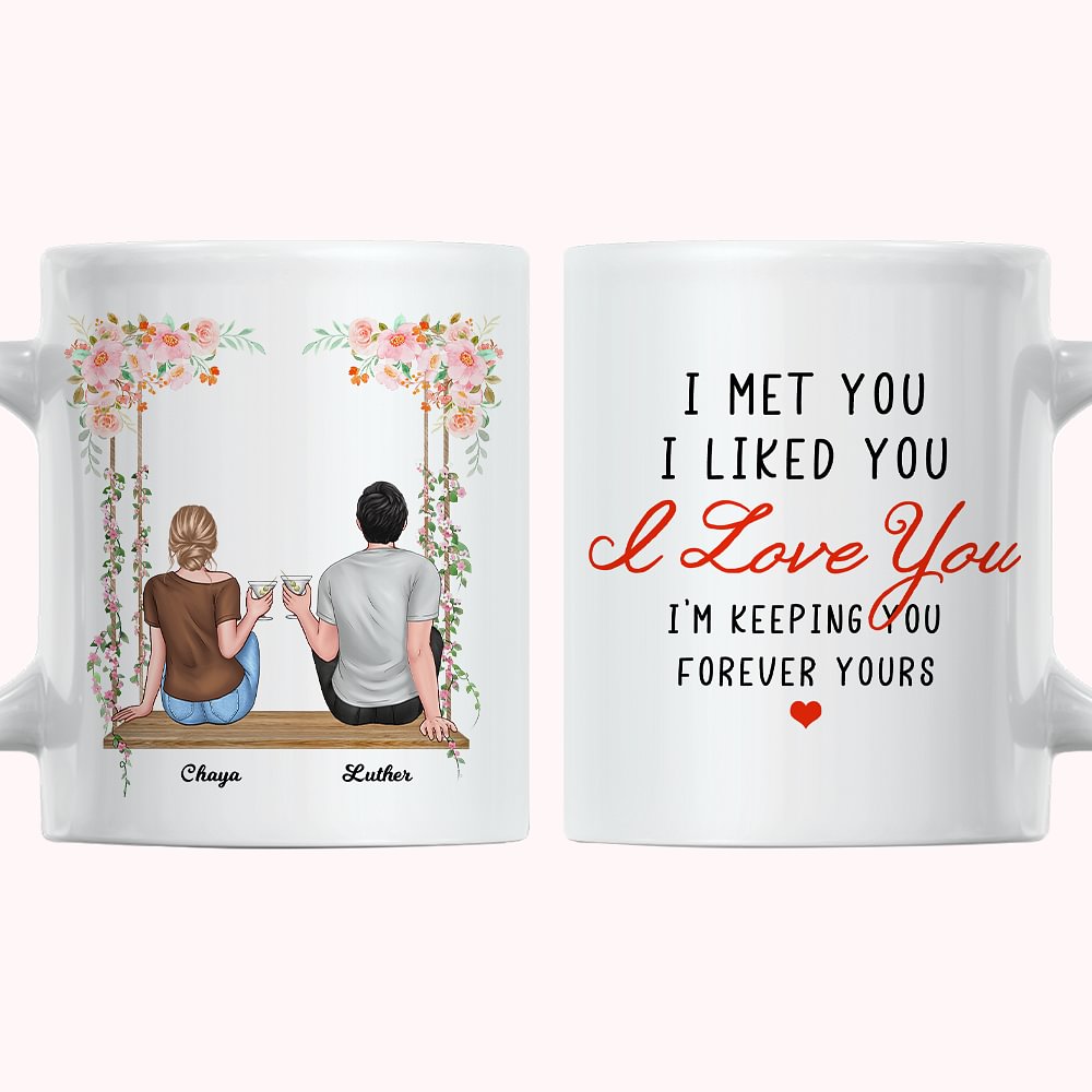 Personnalisé Je t'ai rencontré Je t'ai aimé Je t'aime Couple Célébration Tasse en céramique blanche Tasse à café Anniversaire Cadeaux de mariage