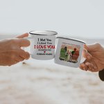 Henkilökohtainen I Love You Forever Couple Beach Sunset Enamel Mug Helppo puhdistaa Syntymäpäivä Joulu Ystävänpäivä Lahjat