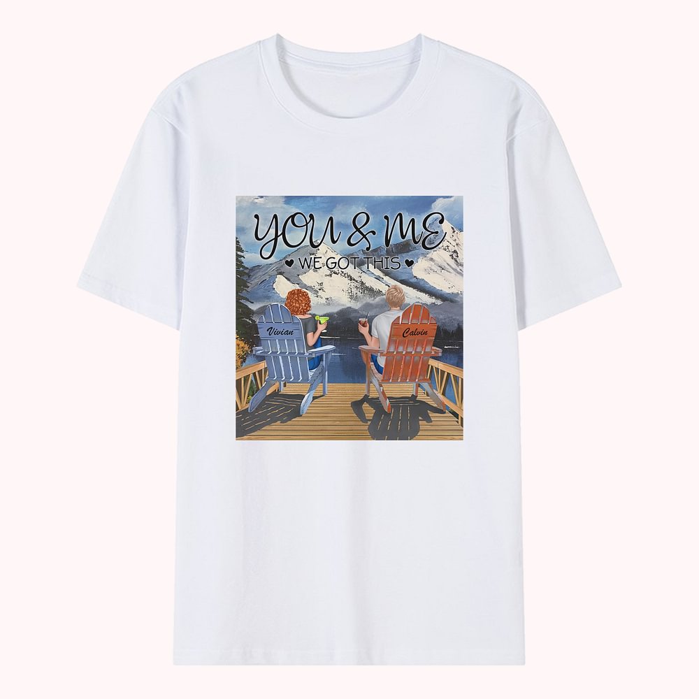 T-shirt unisexe de base de couple de vacances d'été de montagne personnalisé pour le cadeau d'anniversaire de lune de miel