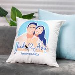 Personalized Faceless Portrait Couple Anniversary Cushion Throw Pillow Cover