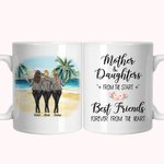 Personalisierte Mutter und Töchter von The Start Beach Coconut Tree Design weiße Keramiktasse Muttertagsgeschenk