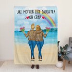 Personalised Like Mother Like Daughter Beach Blue Ocean Cloud Blanket Woman's Day Gift for Mother Daughter