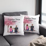 Personalized Cushion Cover Couple Flower Tree Together Throw Pillow Cover Gifts for Couples Sofa Decor