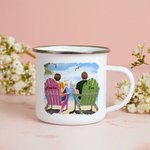 Personalizada Juntos Pareja Océano Cielo Azul Vacaciones Esmalte Taza Resistente y Duradera Cumpleaños San Valentín