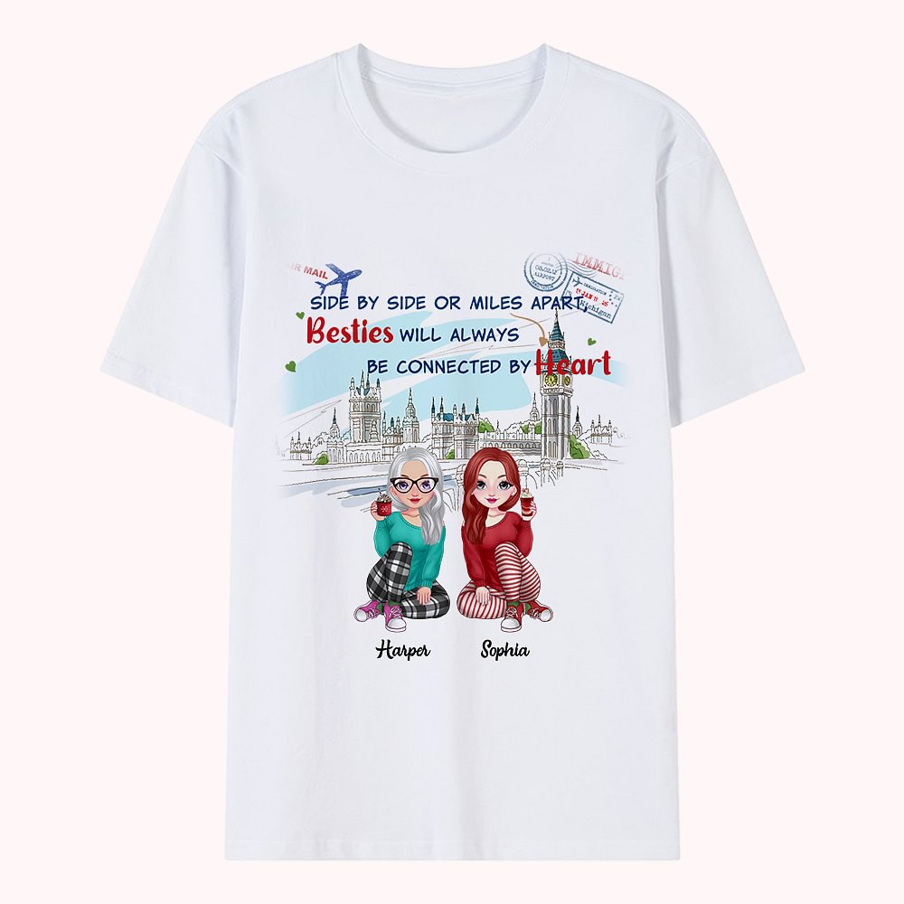 T-shirt personnalisé Best Friends Side by Side Forever Love Cadeau meilleur ami Vêtements quotidiens