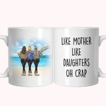 Personalized Like Mother Like Daughter Rainbow White Ceramic Mug for Mom Gifts for Daughter C-type Handle