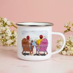 Personalisierte Emaille-Tasse für Paare, Meer, Berge, Möwe, stark und langlebig, Weihnachten, Valentinstag