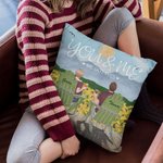 Henkilökohtainen Sinä ja minä saimme tämän auringonkukka puutarha pari loma heittää tyynyn kansi Ystävänpäivä lahja sohva sisustus