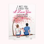 Personalized Couple Sitting Under Tree Flower I Met You I Love You Acrylic Plaque Christmas House Decorations