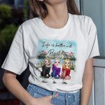 Personalized T-shirt Besties Life is Better with Besties Flowers Mountain Lake T-shirt Gift for Besties Gift Happy Birthday Gift