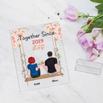 Gepersonaliseerde paar zitten op schommel samen bloemdecoratie acryl Plaque Girlfriend Gifts House Decorations