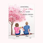 Personalizado Pareja Sentados Bajo el Árbol Flor Molesto Entre Sí Acrílico Placa Novia Regalos Casa Decoraciones
