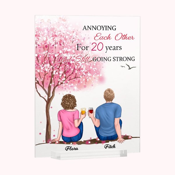 Personalizado Pareja Sentados Bajo el Árbol Flor Molesto Entre Sí Acrílico Placa Novia Regalos Casa Decoraciones