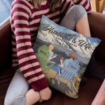 Henkilökohtainen aviomies ja vaimo Travel Holiday Lakeside Snow Mountain heittää tyynyn kansi syntymäpäivälahja makuuhuoneen sisustus